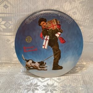 Knowles Collector Plate Wrapped Up In Christmas 1981 Norman Rockwell